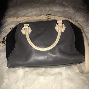 Kate Spade Catherine Street Pippa Colorblock Charcoal Grey & Cream Leather Bag